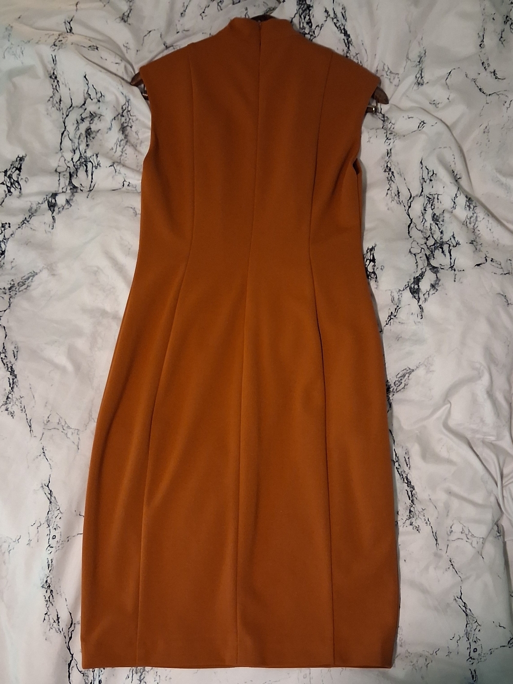 Calvin Klein Sleeveless Midi Dress in Rust Orange - Picture 3 of 4